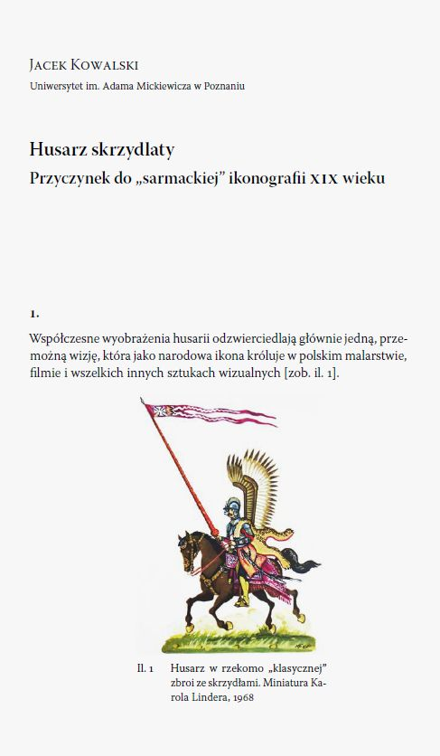 Okładka: Husarz skrzydlaty. Przyczynek do „sarmackiej” ikonografii XIX wieku